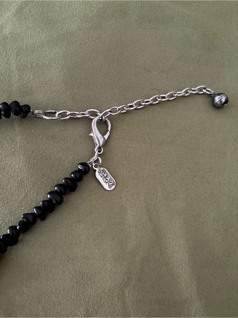 Treska Black, White & Silver Mixed Glass Bead Necklace